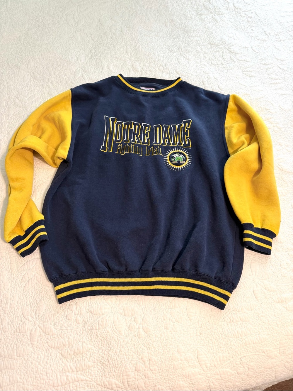 Vintage Notre Dame Fighting Irish Sweatshirt Mens Large Blue Logo 7 90s Football